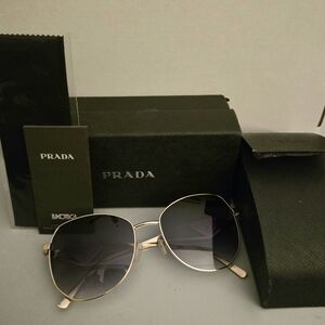 Prada PR 57YS Women's Gold And Black Sunglasses